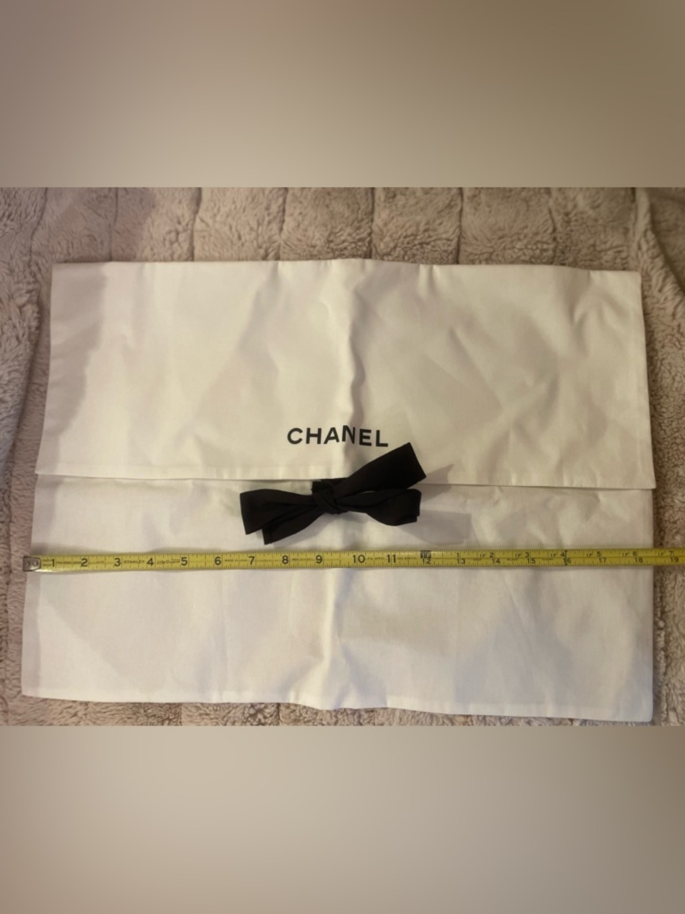 Stanley White Fabric Pouch with Black Bow Accent